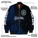 personalized milwaukee brewers hexagon mesh navy blue black bomber jacket best selling