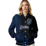 personalized milwaukee brewers hexagon mesh navy blue black varsity jacket best selling