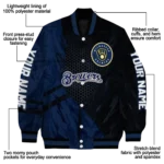 personalized milwaukee brewers hexagon mesh navy blue black varsity jacket best selling