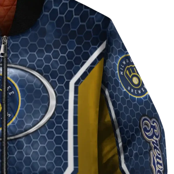 personalized milwaukee brewers power plate navy blue bomber jacket premium grade