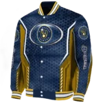 personalized milwaukee brewers power plate navy blue varsity jacket best selling