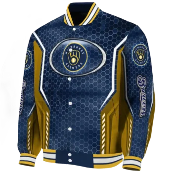 personalized milwaukee brewers power plate navy blue varsity jacket best selling