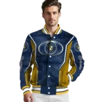 personalized milwaukee brewers power plate navy blue varsity jacket best selling