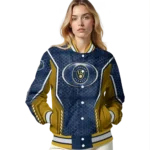 personalized milwaukee brewers power plate navy blue varsity jacket best selling