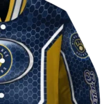 personalized milwaukee brewers power plate navy blue varsity jacket best selling