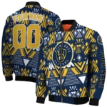 personalized milwaukee brewers pyramid shapes navy blue bomber jacket best selling