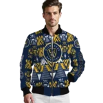 personalized milwaukee brewers pyramid shapes navy blue bomber jacket best selling
