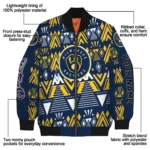 personalized milwaukee brewers pyramid shapes navy blue bomber jacket best selling