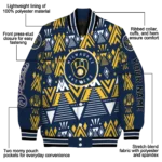 personalized milwaukee brewers pyramid shapes navy blue varsity jacket best selling