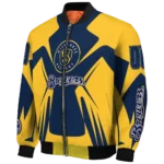 personalized milwaukee brewers spider mark navy blue gold crocs bomber jacket best selling