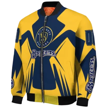 personalized milwaukee brewers spider mark navy blue gold crocs bomber jacket best selling
