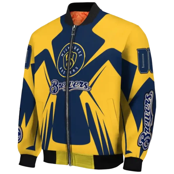 personalized milwaukee brewers spider mark navy blue gold crocs bomber jacket best selling