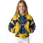 personalized milwaukee brewers spider mark navy blue gold crocs varsity jacket best selling