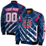 personalized minnesota twins chevron angles navy bomber jacket best selling