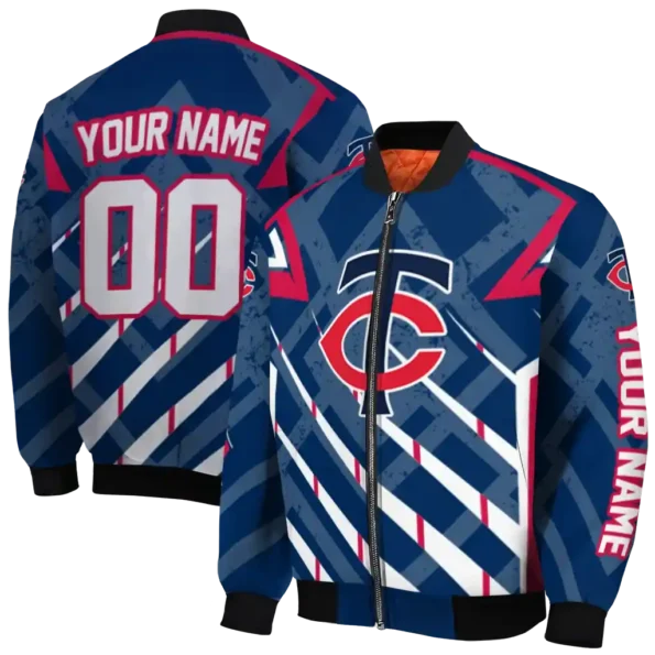 personalized minnesota twins chevron angles navy bomber jacket fashion forward