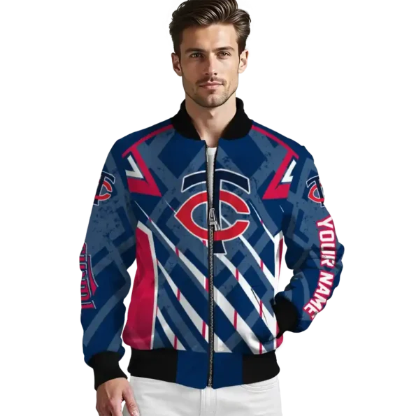 personalized minnesota twins chevron angles navy bomber jacket high quality