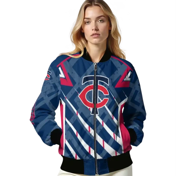 personalized minnesota twins chevron angles navy bomber jacket latest model