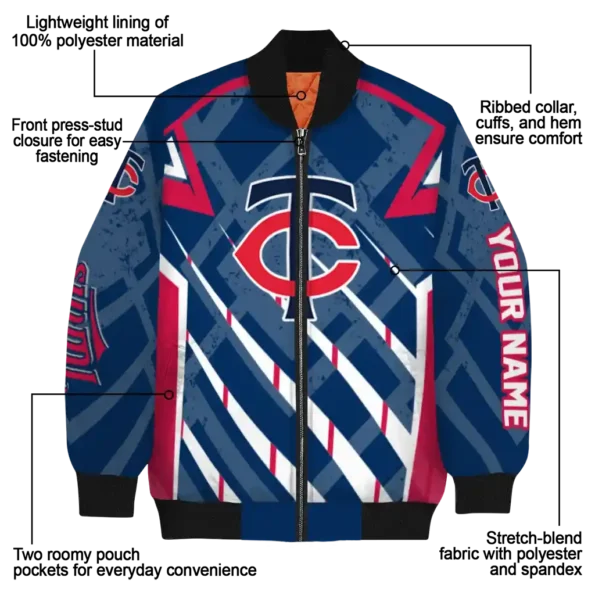 personalized minnesota twins chevron angles navy bomber jacket new arrival
