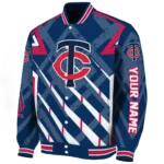personalized minnesota twins chevron angles navy varsity jacket best selling
