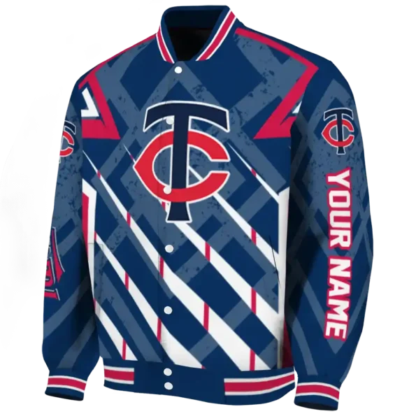 personalized minnesota twins chevron angles navy varsity jacket best selling