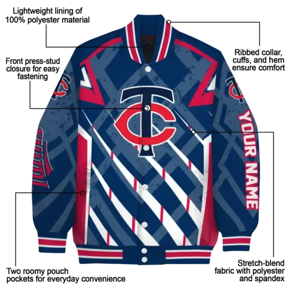 personalized minnesota twins chevron angles navy varsity jacket new arrival