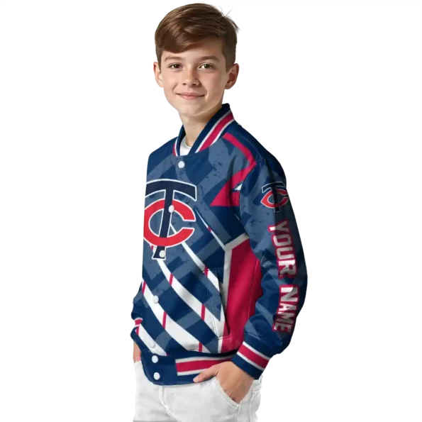 personalized minnesota twins chevron angles navy varsity jacket trendy
