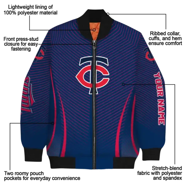 personalized minnesota twins chevron arrow navy bomber jacket new arrival