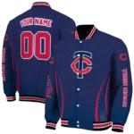personalized minnesota twins chevron arrow navy varsity jacket best selling