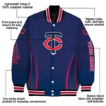 personalized minnesota twins chevron arrow navy varsity jacket best selling