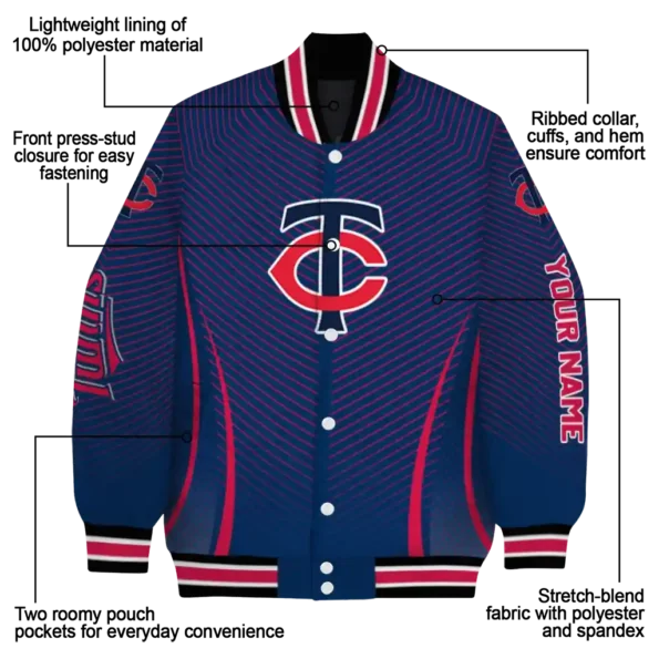 personalized minnesota twins chevron arrow navy varsity jacket new arrival