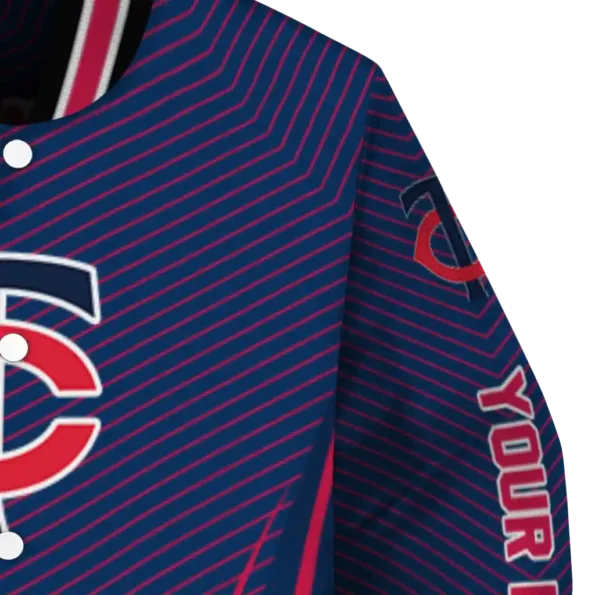 personalized minnesota twins chevron arrow navy varsity jacket premium grade