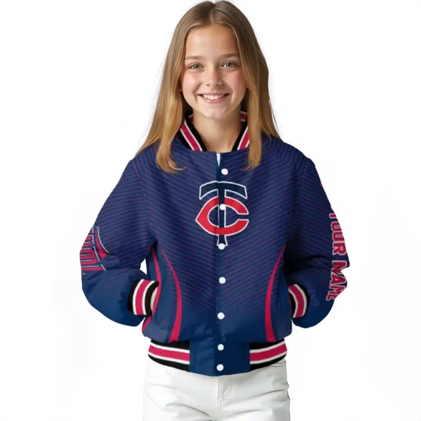 personalized minnesota twins chevron arrow navy varsity jacket top rated