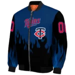 personalized minnesota twins flame border navy black bomber jacket best selling