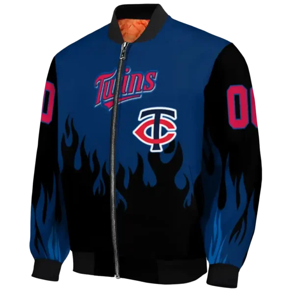 personalized minnesota twins flame border navy black bomber jacket best selling