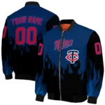 personalized minnesota twins flame border navy black bomber jacket best selling