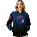 personalized minnesota twins flame border navy black bomber jacket best selling