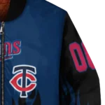 personalized minnesota twins flame border navy black bomber jacket best selling