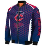 personalized minnesota twins hexagon grid navy bomber jacket best selling