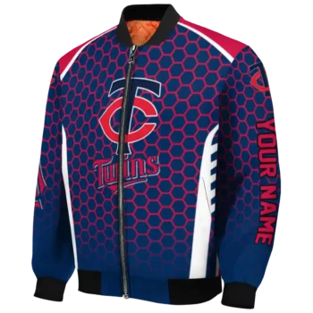 personalized minnesota twins hexagon grid navy bomber jacket best selling