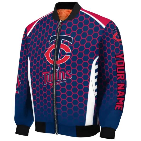 personalized minnesota twins hexagon grid navy bomber jacket best selling