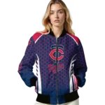 personalized minnesota twins hexagon grid navy bomber jacket best selling