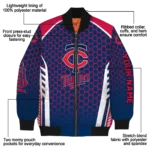 personalized minnesota twins hexagon grid navy bomber jacket best selling