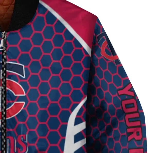 personalized minnesota twins hexagon grid navy bomber jacket premium grade