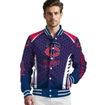 personalized minnesota twins hexagon grid navy varsity jacket best selling