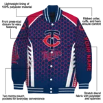 personalized minnesota twins hexagon grid navy varsity jacket best selling