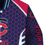 personalized minnesota twins hexagon grid navy varsity jacket best selling