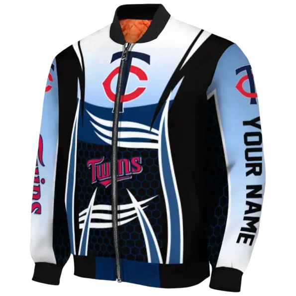 personalized minnesota twins mesh effect navy black bomber jacket best selling