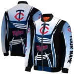 personalized minnesota twins mesh effect navy black bomber jacket best selling
