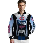 personalized minnesota twins mesh effect navy black bomber jacket best selling