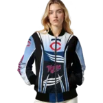 personalized minnesota twins mesh effect navy black bomber jacket best selling